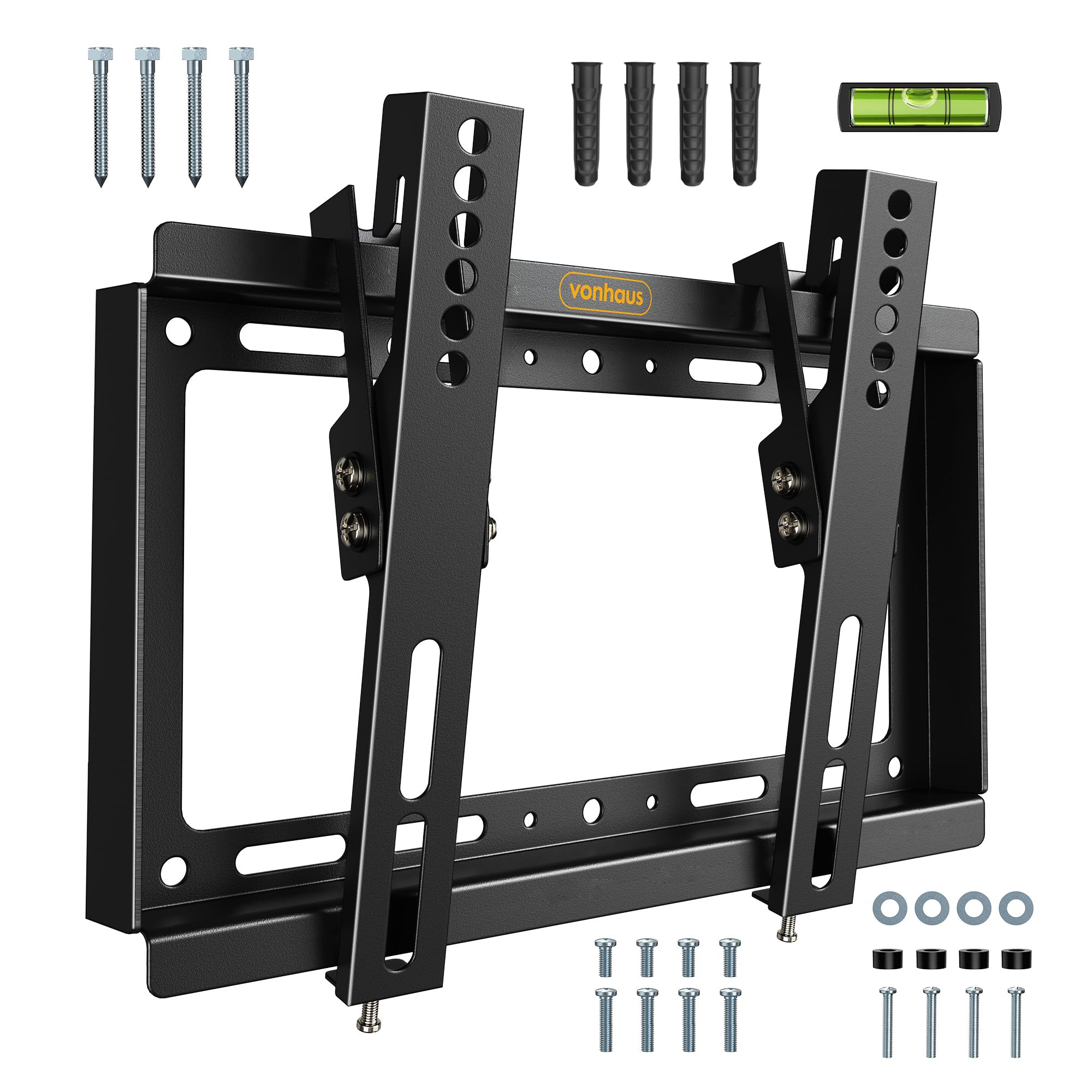 VonHaus TV Wall Bracket for 23-45" Screens, TV Bracket with Spirit Level, Flat to Wall Mount with Tilt, 30kg Capacity, Max VESA: 200x200mm