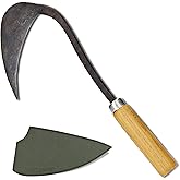 TOOLGATHER Original Homi Hand Hoe - Traditional Handmade Korean Garden Tool for Weeding Digging &amp; Planting with Forged Steel &amp; Chestnut and Acacia Wood Handle