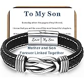 HNLUGF Leather Bracelet for Men Multi-Layer Braided Leather Infinity Bracelet with Clasp Black Inspirational Bangle Bracelets Wristband Christmas Birthday Valentine's Day Gifts for Son