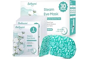 BeHoomi 30Packs Steam Eye Mask, Heated Eye Mask Warm Compress for Eyes, Self Heating Disposable Steam Mask for Home Sleep, Spa, Travel Essentials & Relaxation Gifts, Stocking Stuffers (Unscented)