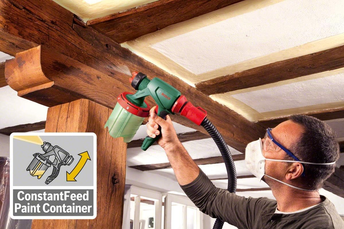 Pistolet A Peinture Bosch Pfs 5000 E Livre Avec 2 Godets De 1000ml Buse Pour Peinture Murale Lasures Vernis Filtre A Peinture Brosse De Nettoyage Emballage Carton Amazon Fr Bricolage