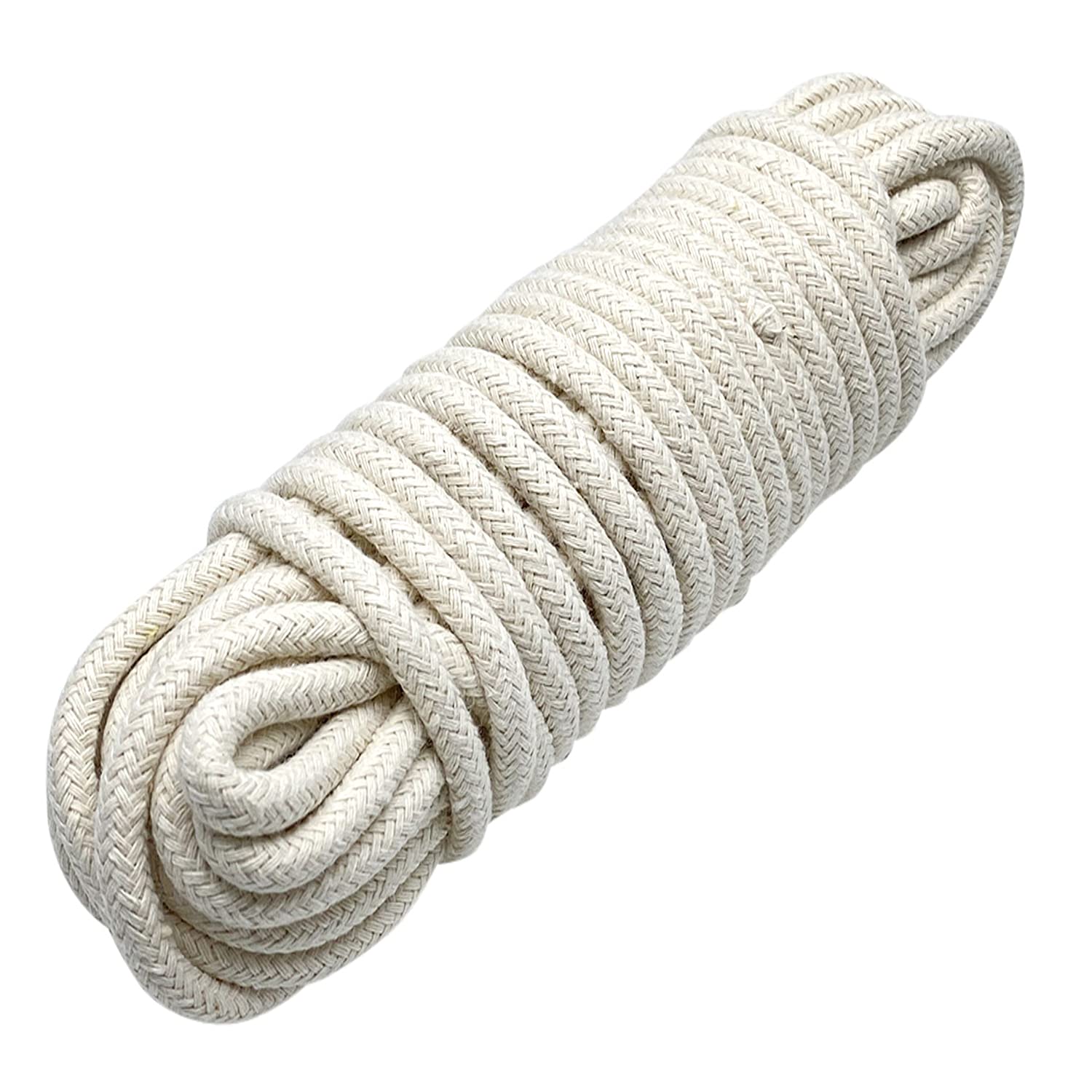 Photo 1 of 1/4 Inch Natural Cotton Rope, White Craft Clothesline, Used for DIY Rope Baskets, Handicrafts, Candle Wicks, etc, 6MM, 52 Feet.