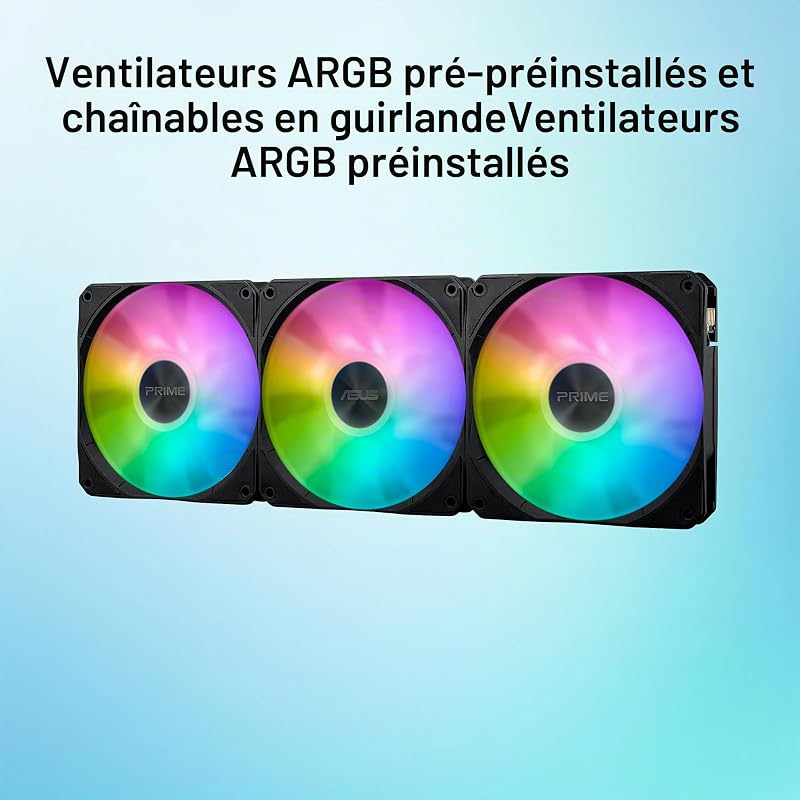 Prime LC ARGB LCD All-in-One Liquid CPU Refroidissement à Eau (écran LCD 2,3", Pompe Asetek, Ventilateurs ARGB préinstallés, pour Intel LGA 1851, 1700, 1200, 115X, AMD AM5, AM4)