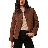 Lviefent Womens Quilted Jacket Lightweight Button Down Puffer Jacket Corduroy Collar Padded Coat Outwear with Pockets