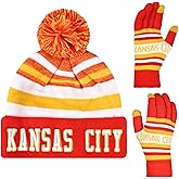 Vintage Classic Skull Cap 3D Embroidery Beanie Cuffed Winter Hat Knit Comes with Warm Gloves Gifts for Men Women Fans