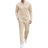 COOFANDY Men's 2 Piece Tracksuit Set Polo Athletic Sweatsuit Quarter Zip Jogging Long Sleeve Casual Sports Outfits