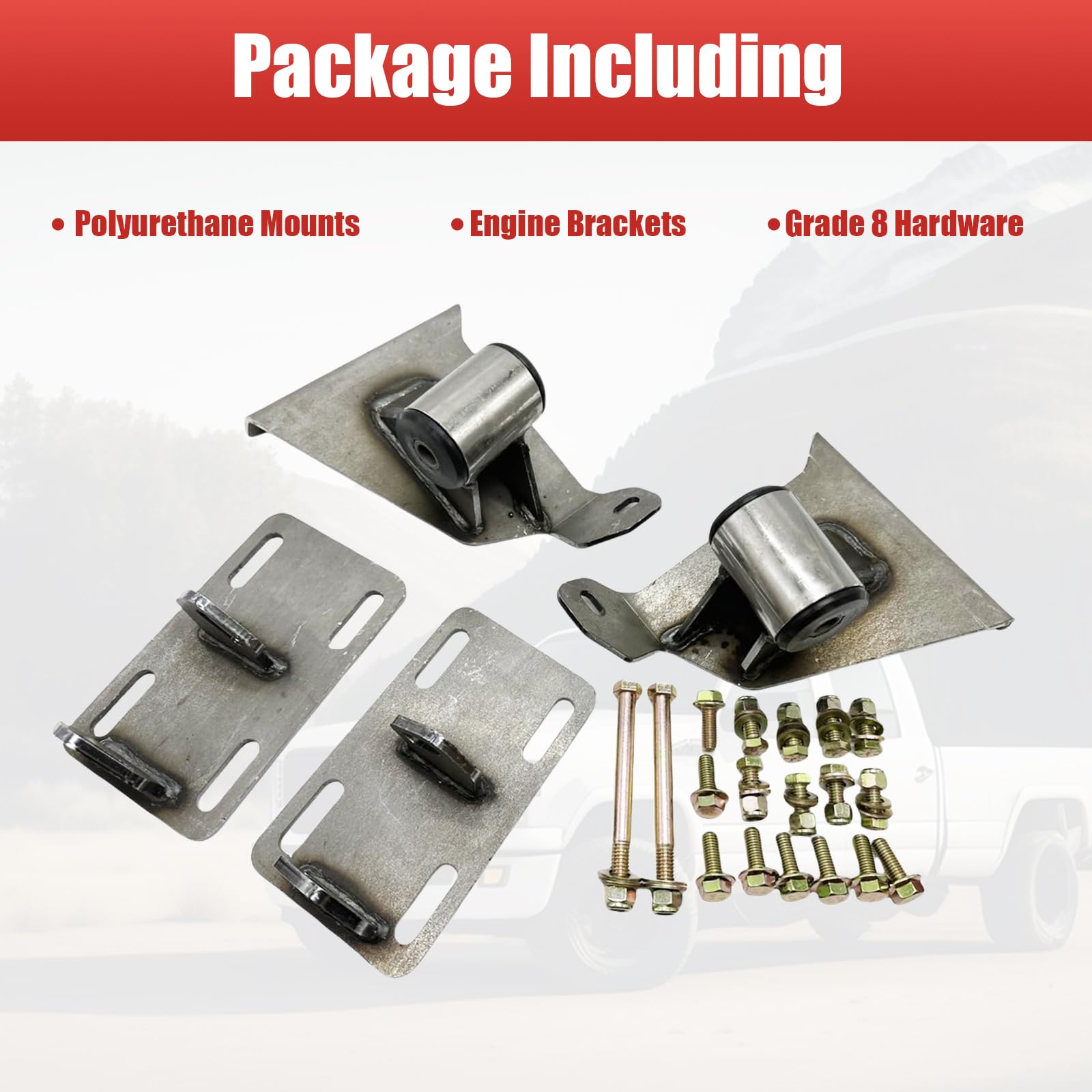 Condition photo showing New/Like New for ls swap engine motor mounts for chevy c10 c20 for gmc c15 2wd blazer suburban 1963-1972 adjustable l