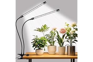 RWNTAO Grow Lights for Indoor Plants, Upgrade 84 LEDs Clip Plant Lights, Full Spectrum LED Plant Growing Lamps with Flexible Gooseneck, 3/9/12H Timer, 3 Spectral Modes, 10 Dimmable Levels (2 Head 1 pack)