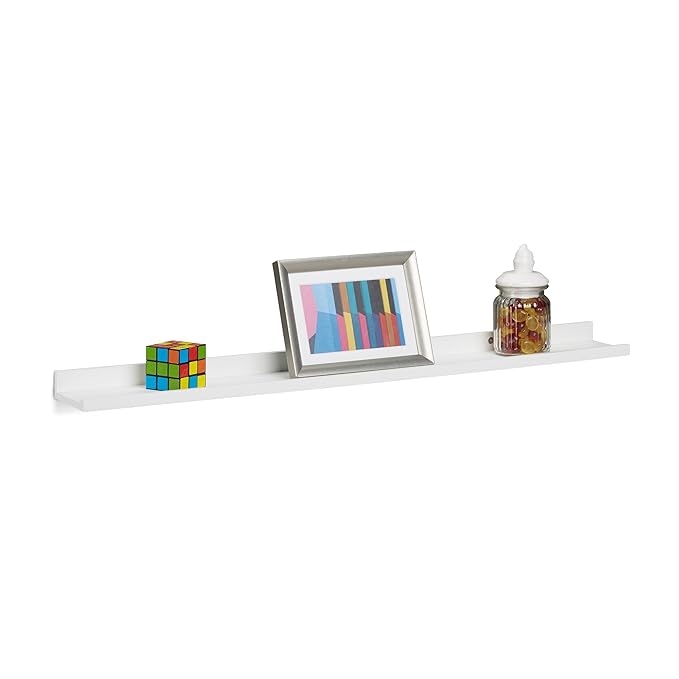 Relaxdays Narrow Floating Shelf, Wooden Hanging Shelf, MDF Bookcase
