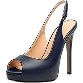 YODEKS Women's Peep Toe High Heel Slingback Pumps Platform Stiletto Heel Party Dress Shoes