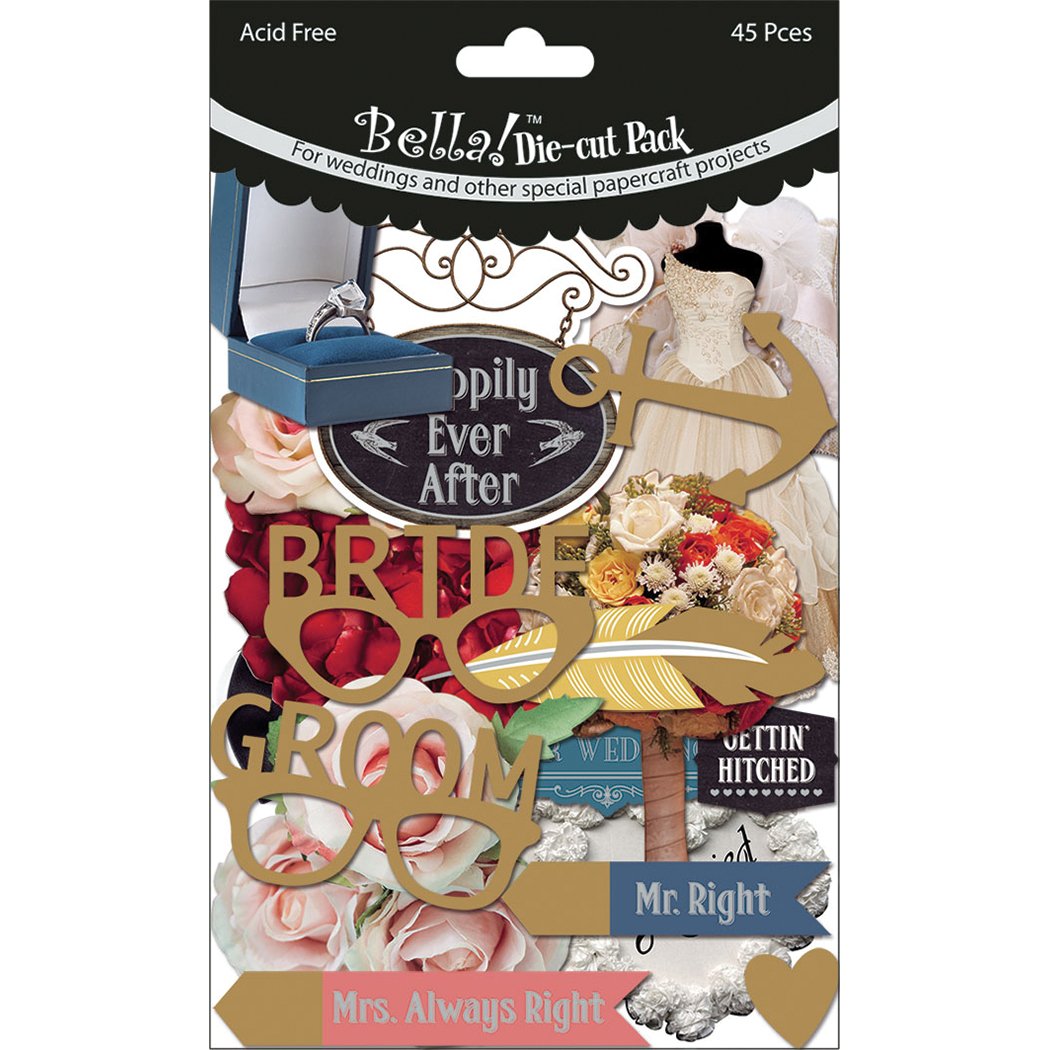 Ruby Rock-It Bella Wedd Die-Cuts, Acrylic, Multicolour, 13.2x20.32x0.71 cm