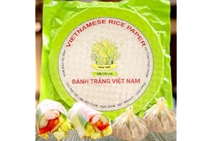MEKOMAN 35 Sheets of Premium Rice Papers Wrappers (米纸) for Spring Rolls (春卷), Wonton (餛飩), Egg-rolls (蛋卷), Lumpia, Samosa, Dumpling, Sushi; Low Carb, Gluten-Free, 22cm Round (1PACKS 12 oz)