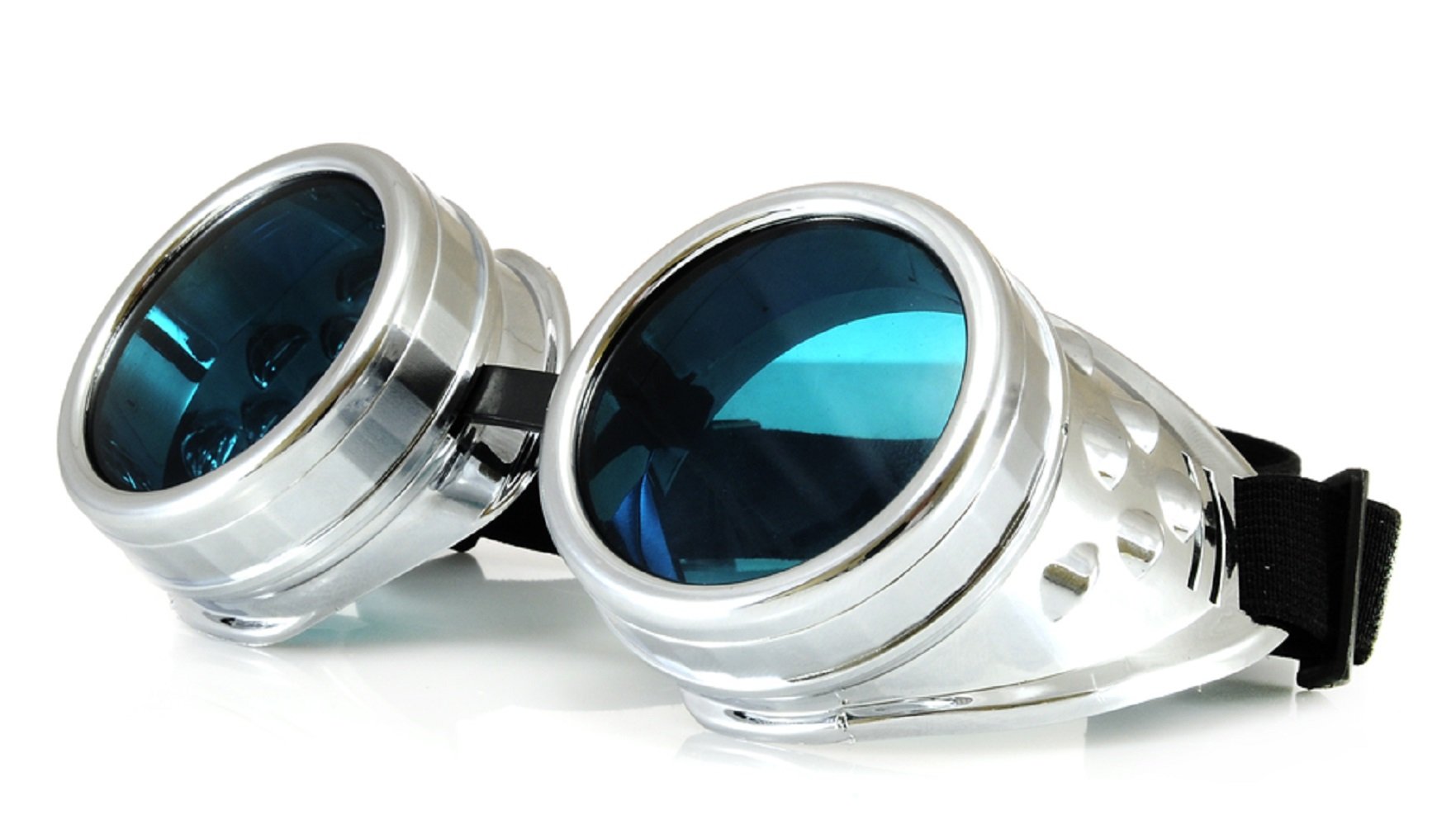 4sold Round Rave Cosplay Steampunk Goggles UK Ultra Premium Quality Steampunk Goggles Cyber Glasses Glasses Victorian Punk Style Welding Cosplay in a Gothic Style Goth Rustic Rivet Vintage