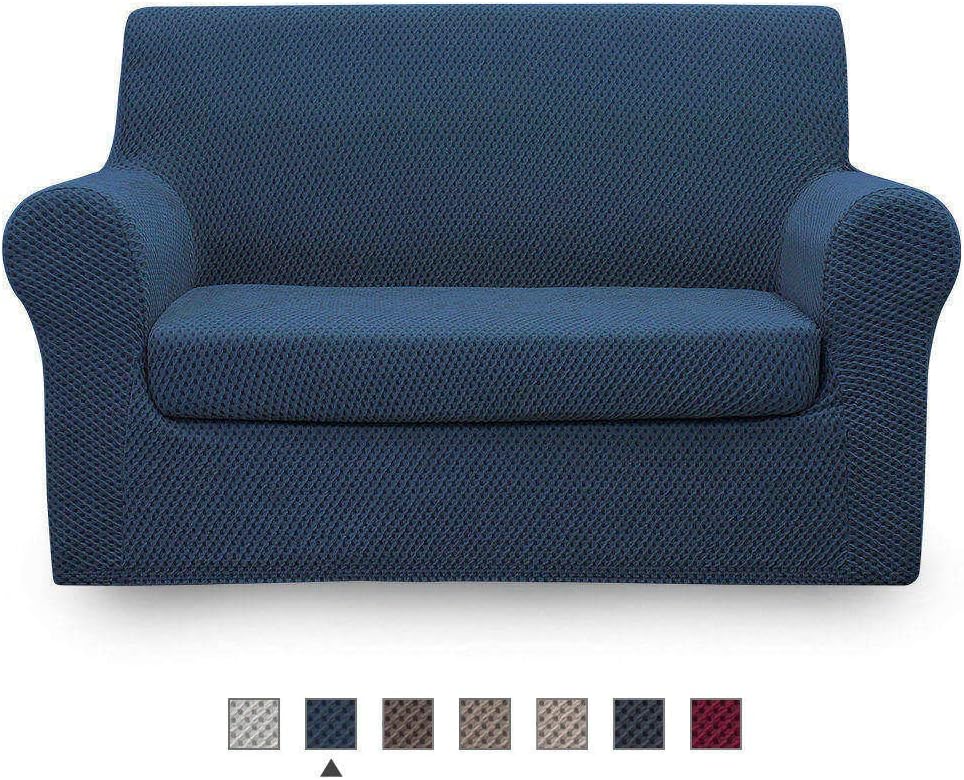 NICEEC Loveseat Slipcover Blue Loveseat Full Cover TwoTone