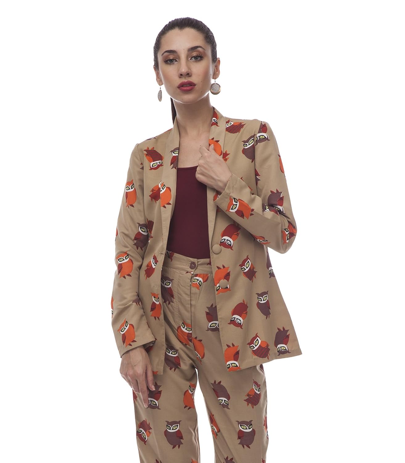 @499 full sleeves casual beige::orange blazer