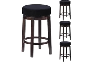 Deisy Dee 4pcs Velvet Stretch Round Bar Stool Seat Covers,Barstool Covers Slipcovers for 15.5-20 inch Stool Chair (4, Black, 15.5-20 INCH)