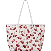 LAIQIAN Cherry Tote Bag for Women Bow Shoulder Tote Handbag Faux Leather Top Handle Bag for Work/Travel 2025