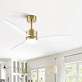 52 Inch Ceiling Fans with LED Light Remote Control, Modern Ceiling Fan with Reversible DC Motor, 3 Blades and 3 Color Tempera