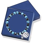 Gowvvxu Hummingbird Bracelet Hummingbird Gift for Women Blue Black Natural Fire Agate Beaded Stainless Steel Hummingbird Charm With Brave Wings She Flies Inspirational Gift for women