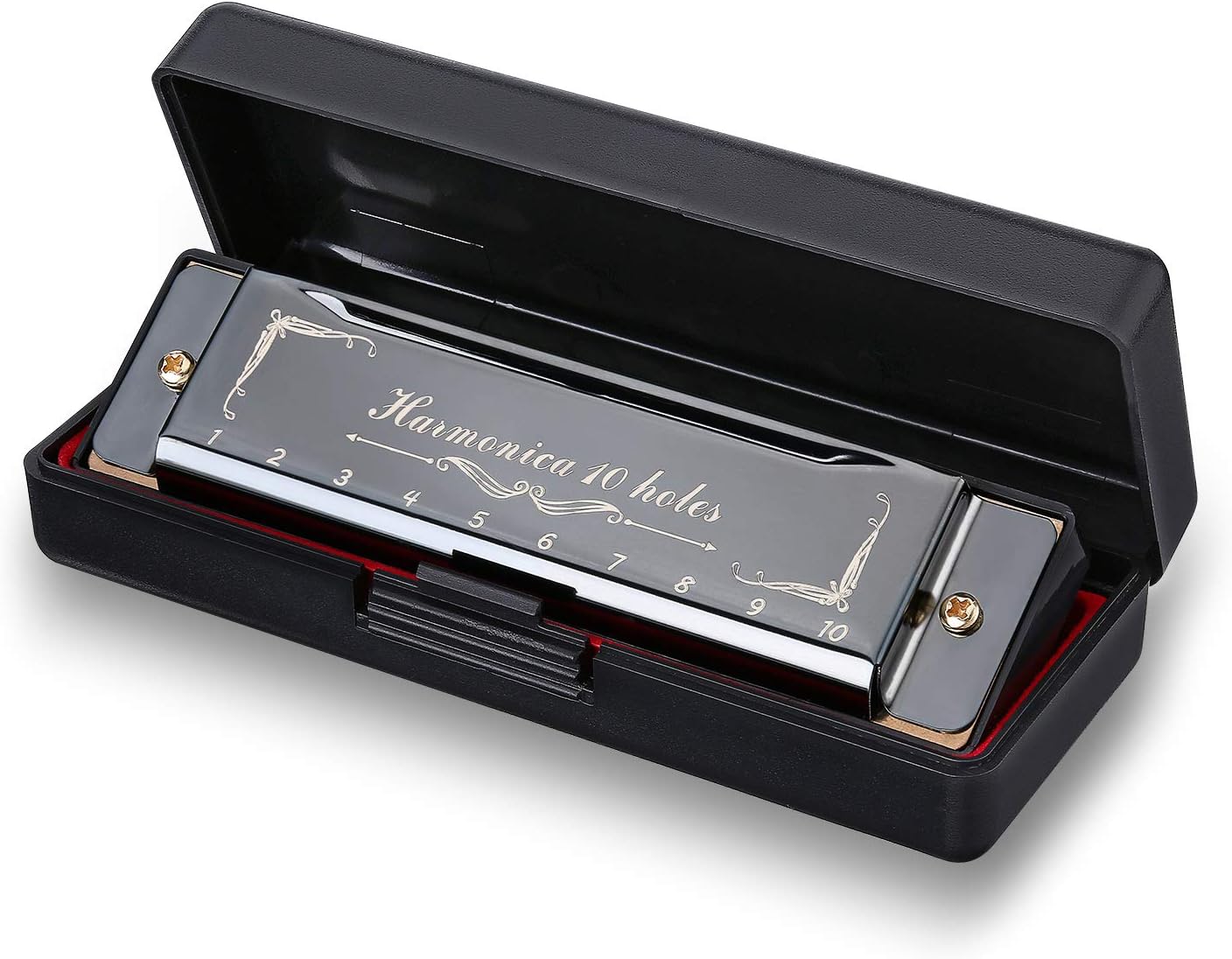 EXJOY Harmonica Diatonique Standard en Do Blues Harmonica 10 Trous 20
