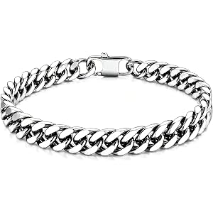 8.5mm Mens Silver Black 316L Diamond-cut Stainless Steel Cuban Link Chain Bracelet for Men, Durable Classic Wrist Jewelry, Gi
