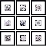 Yaetm 8x8 Picture Frames Black Set of 9, Square 8x8