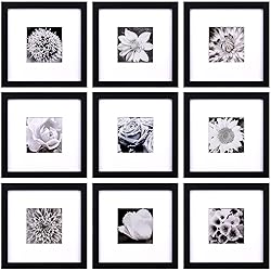 Yaetm 8x8 Picture Frames Black Set of 9, Square 8x8
