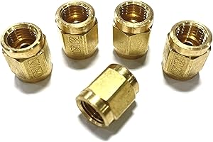 The Stop Shop Inverted Flare Brake Line Union for 1/4" tube (7/16"-24 threads) (Pack of 5)