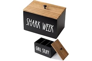 RuDily Tampon Holder for Bathroom with Lids Wood Tampon and Pad Holder Organizer Decorative Tampon Storage Rustic Farmhouse Storage Bins Pad Organizer for Bathroom Period for Women Feminine Toilet