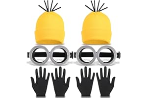 Rosiespiek Halloween Cosplay Costume Accessories Adults: Goggles Glasses Yellow Beanie Gloves for Men Women Cosplay Party Set