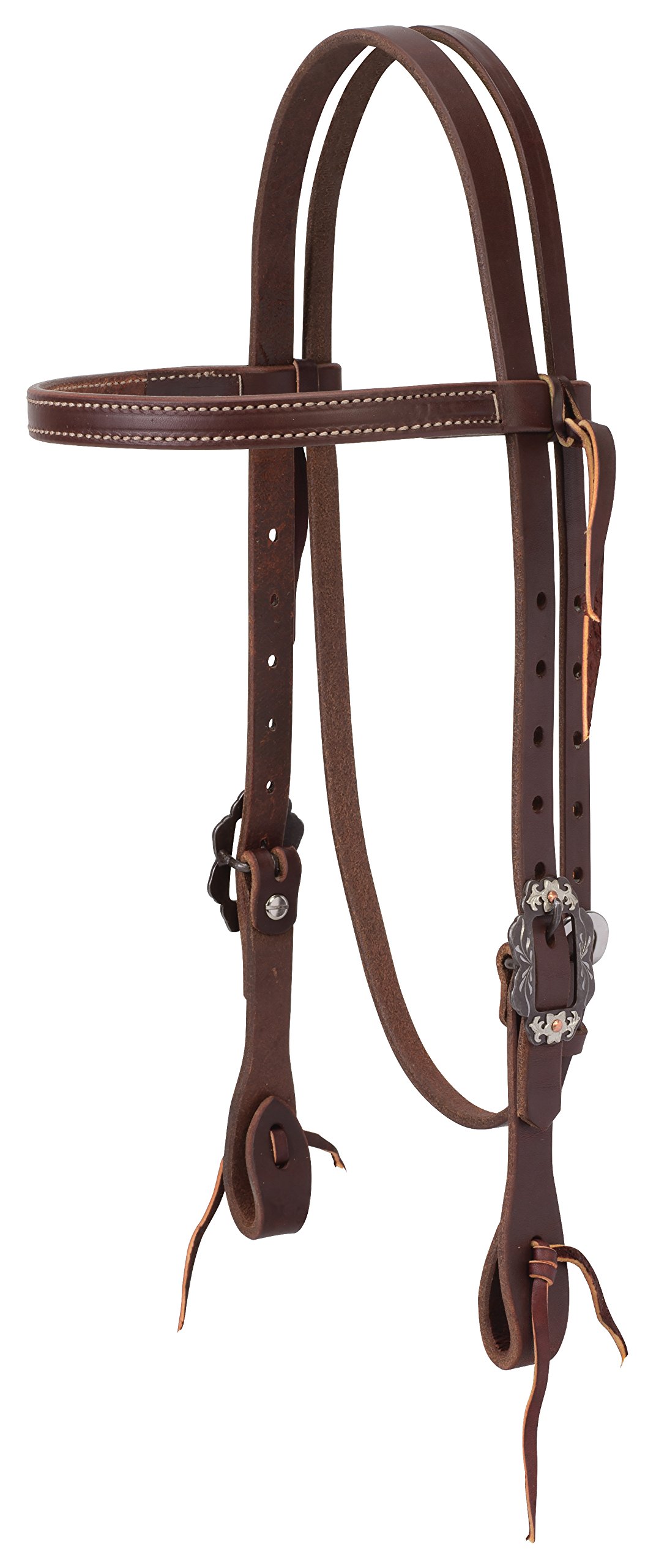 Weaver Leather Working Tack Straight Browband Headstall with Buffed Brown Iron Hardware