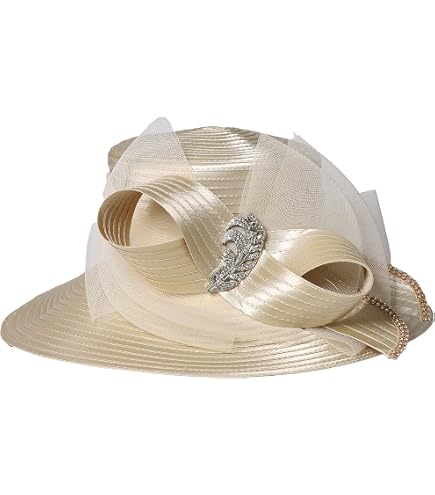 2894 Derby Hat Church Tea Party Wedding Cloche Bowler Bucket Hats Champagne Derby Church Hats Women main image 4