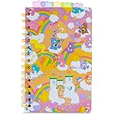 Silver Buffalo Care Bears Spiral Tabbed Notebook Featuring Grumpy Bear, Share Bear, Tenderheart Bear, Cheer Bear, Bedtime Bear, and Good Luck Bear, 8” x 5”