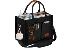 BECOJADDE Canvas Tote Bag Purse for Women with Zipper Closure, Individual Compartments & Bottom Support