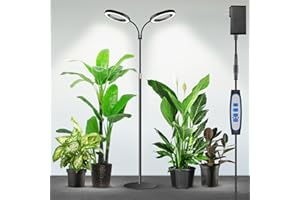 Garpsen Halo Grow Lights, Dual-Head Full Spectrum LED Plant Lights for Indoor Growing with Stand, 3 Color Modes Grow Lamp wit