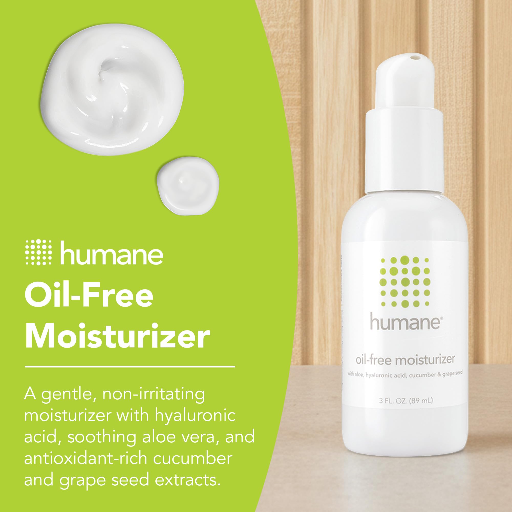humane Oil-Free Daily Lightweight Face Moisturizer for Acne-Prone Skin - 4 Fl Oz - Gentle for All Skin Types - With Soothing Antioxidants Like Aloe Vera, Hyaluronic Acid, Cucumber and Grapeseed