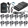 EXMAX® EXD-6824 Wireless Tour Guide System for Tour Guiding Simultaneous Translation Museum Visiting Coaching Church Assistive Listening System (1 Transmitter 12 Receivers & 16-port Charger Base)