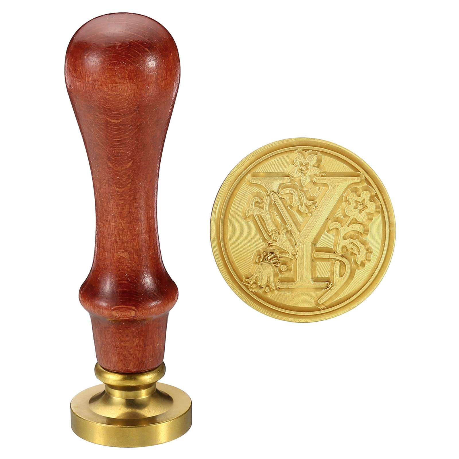 PATIKIL Alphabet Y Wax Seal Stamp, Initial Letter Sealing Wax Stamp Classic Retro Removable Brass Head Wooden Handle for Envelope Invitation Cards, Style 2