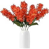 IPOPU 8pcs Hyacinth Artificial Flowers 25.5 in Long Stem Delphinium Flowers Silk Snapdragon Fake Flowers for Table Centerpieces Home Wedding Party Decoration (Orange)