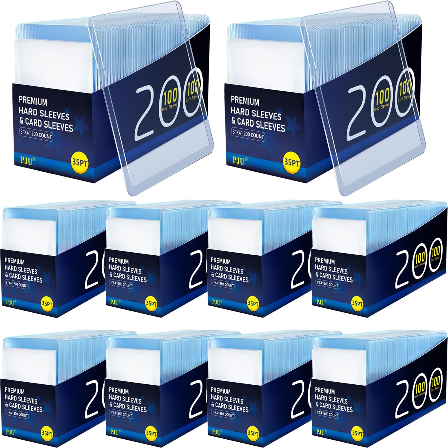 Photo 1 of *** ALL SEALED PACKAGES INSIDE ****2000 Hard Plastic Card Sleeves, Premium Card Sleeves, 3"x 4" Baseball Cards Protectors Plastic, Sports Trading Baseball Game Holder (1000 Hard Sleeve + 1000 Soft Sleeve)