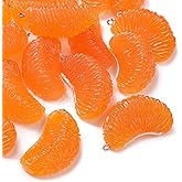 KitBeads 10pcs Resin Orange Slice Charms - Kawaii Tangerine Fruit for Jewelry Making Bracelets - Summer Imitation Food Orange Fruit Bulk