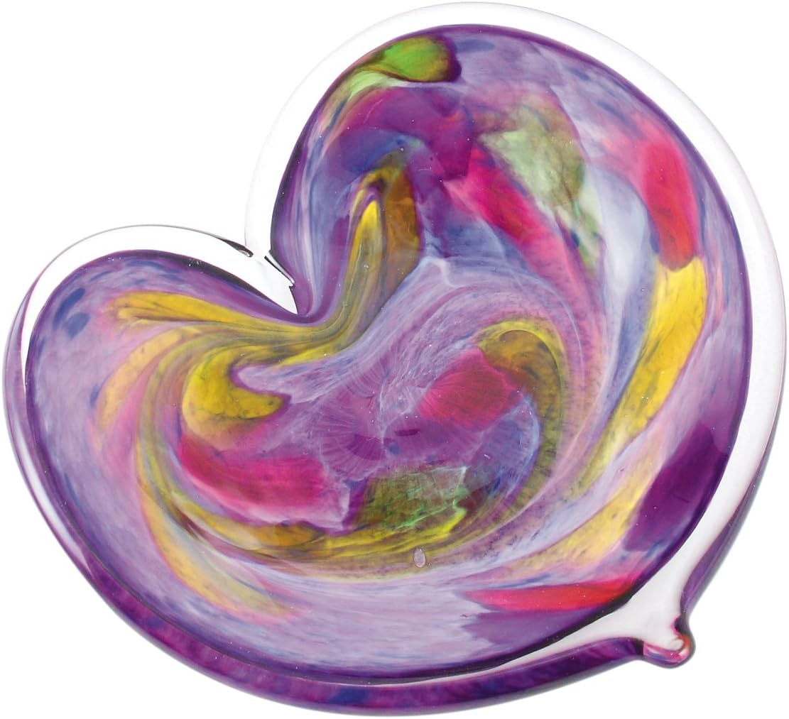 Glass Eye Studio Affection Heart Purple, Mini Decorative Tray, Hand Blown Glass Accent - 4.5"