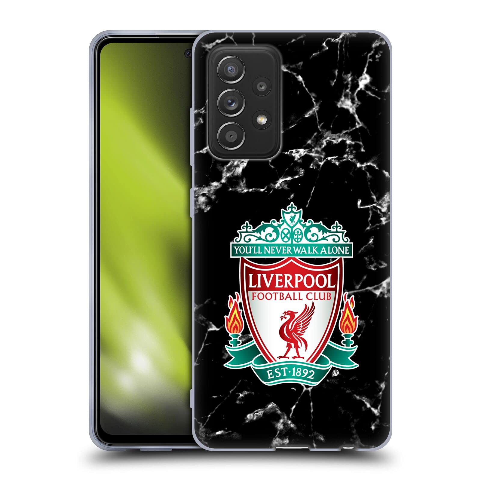Head Case Designs Officially Licensed Liverpool Football Club Black Crest Marble Soft Gel Case Compatible With Galaxy A52 / A52s / 5G (2021)