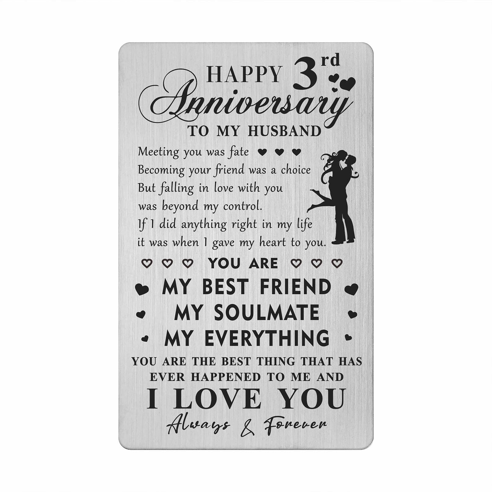 3rd Anniversary Card Gifts for Husband - Happy 3 Year Anniversary Card for Him Men