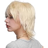 Benehair Short Spiky Layered Fluffy Blonde Cosplay Wig for Men Women Cosplayer - Synthetic Straight for Halloween Party