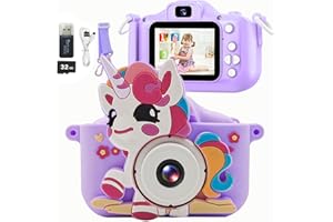 MOODMOON Kids Camera Toys,Digital Camera for Kids,Toddler Camera with Video,Christmas Birthday Gifts for Girls Boys Age 3-12,32GB SD Card and USB Card Reader Included (Unicornr-Purple)