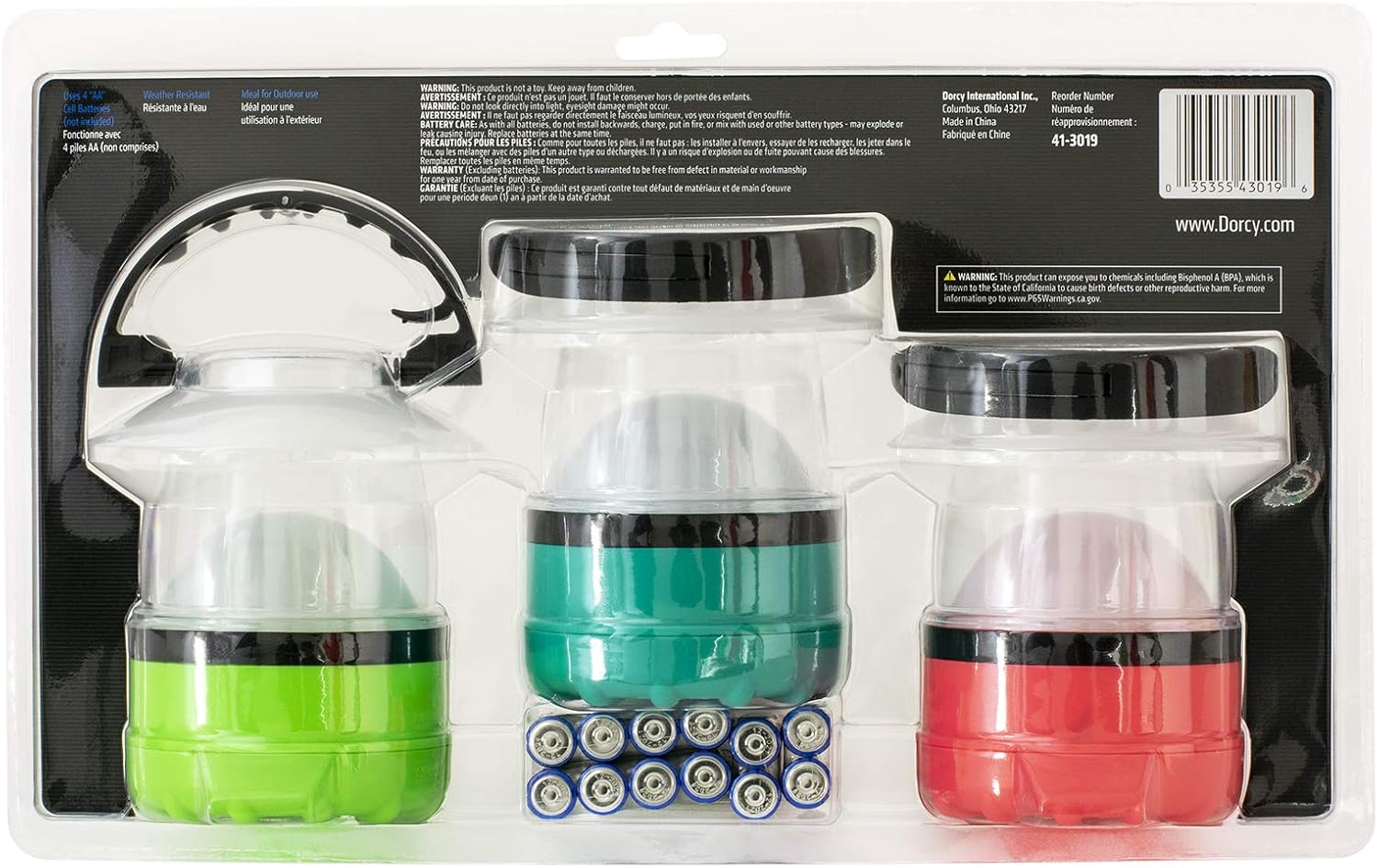 Dorcy 4 LED Mini Lantern 3 Pack with Hanging Hooks and Batteries, Assorted Colors: Home Improvement
