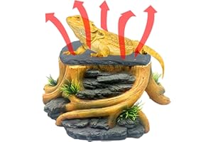GXSDJ Bearded Dragon Basking Platform, Leopard Gecko Humid Hide, Reptile Hide Cave with Heat Storage Slate Stone, Crested Gecko Basking Rock, Hideout for Turtle Ball Pythons Lizard Snake Style A
