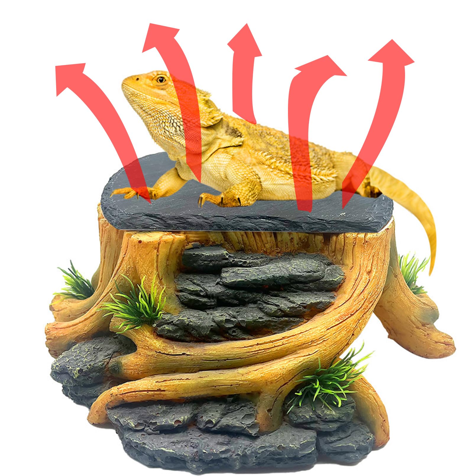 Photo 1 of ***MAJOR DAMAGE*** ***READ CLERK NOTES*** GXSDJ Bearded Dragon Basking Platform,Reptile Hide Cave with Heat Storage Slate Stone,Leopard Gecko Basking Rock Climing Decor for Turtle,Ball Pythons,Lizard,Snake,9×8.7×3.7 inch