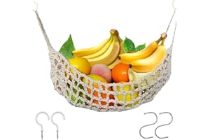 UlifeBetter Fruit Hammock Under Cabinet, Large Macrame Fruit Hammock Hanging Fruit Basket Fruit Net Hanging Storage Veggie Ha